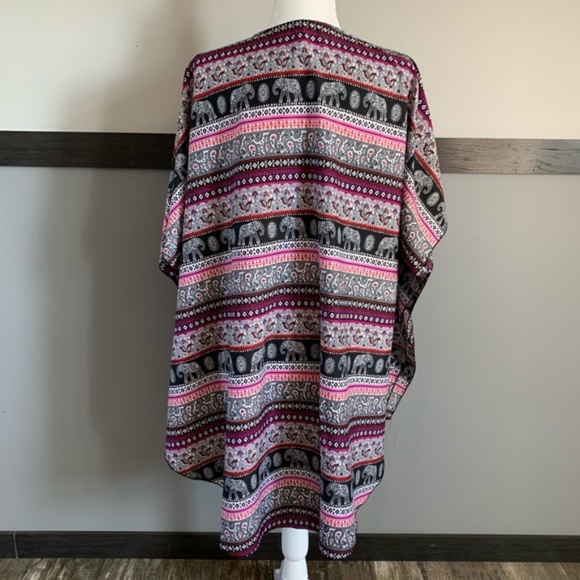 LIVE 4 TRUTH open cardigan high low kimono size large dolman short sleeves - Picture 3 of 15